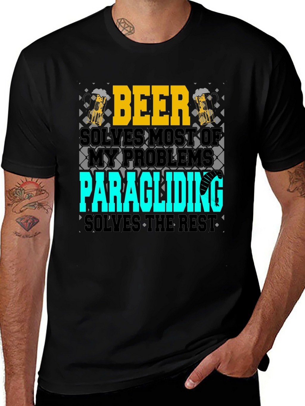 Beer & Paragliding T-Shirt - Solve Your Problems!