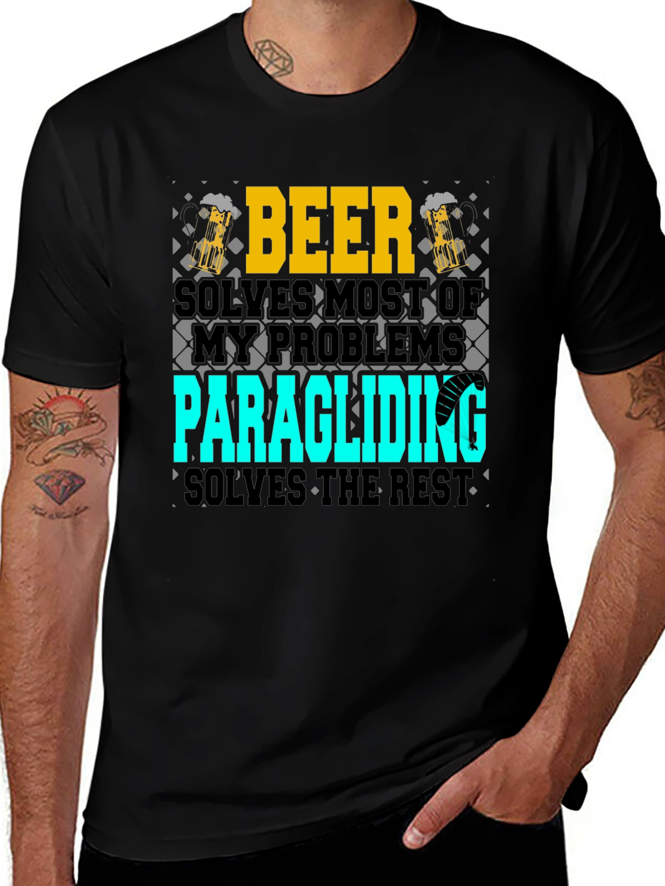 Beer & Paragliding T-Shirt - Solve Your Problems!