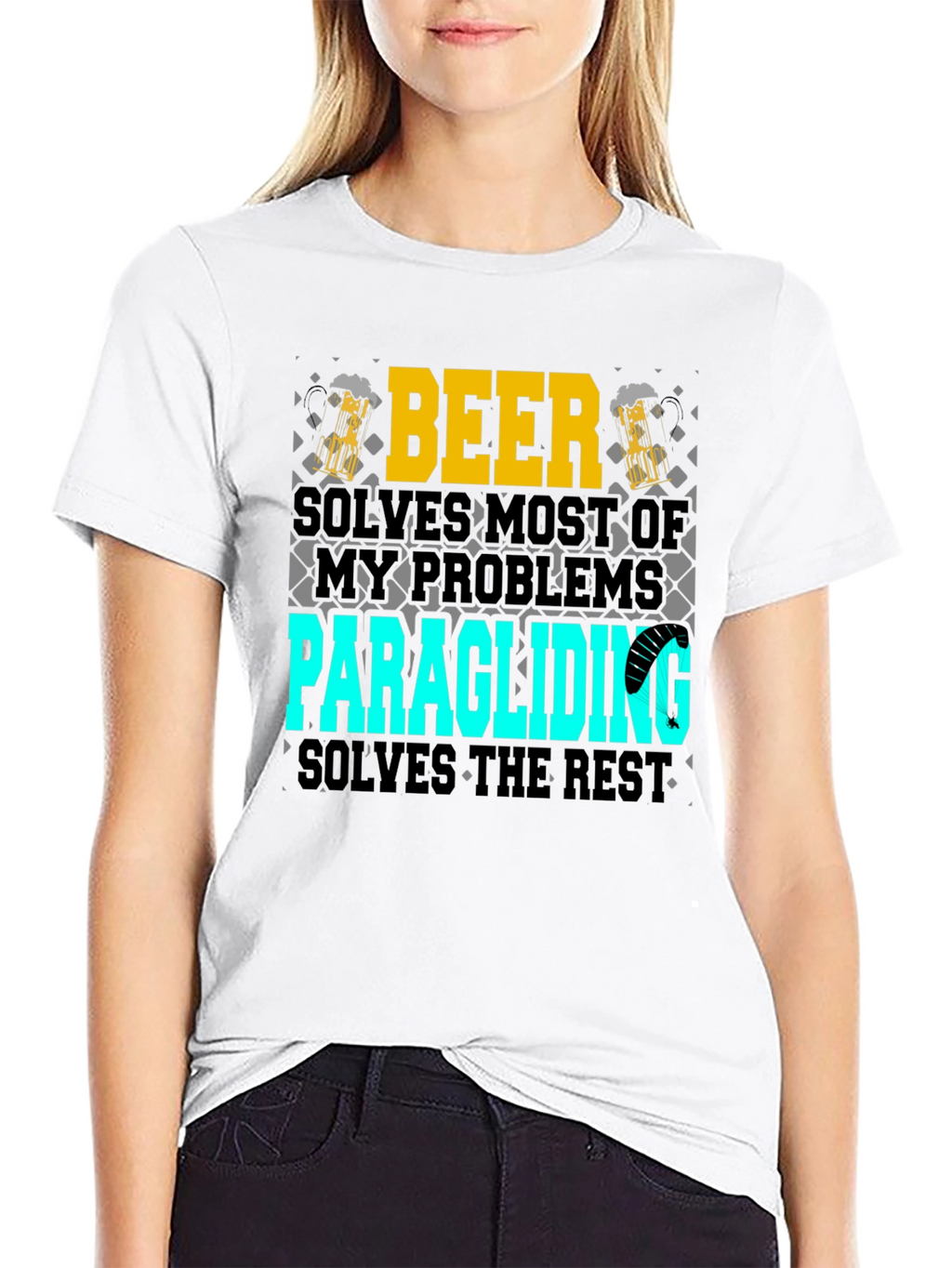 Beer & Paragliding T-Shirt - Solve Your Problems!