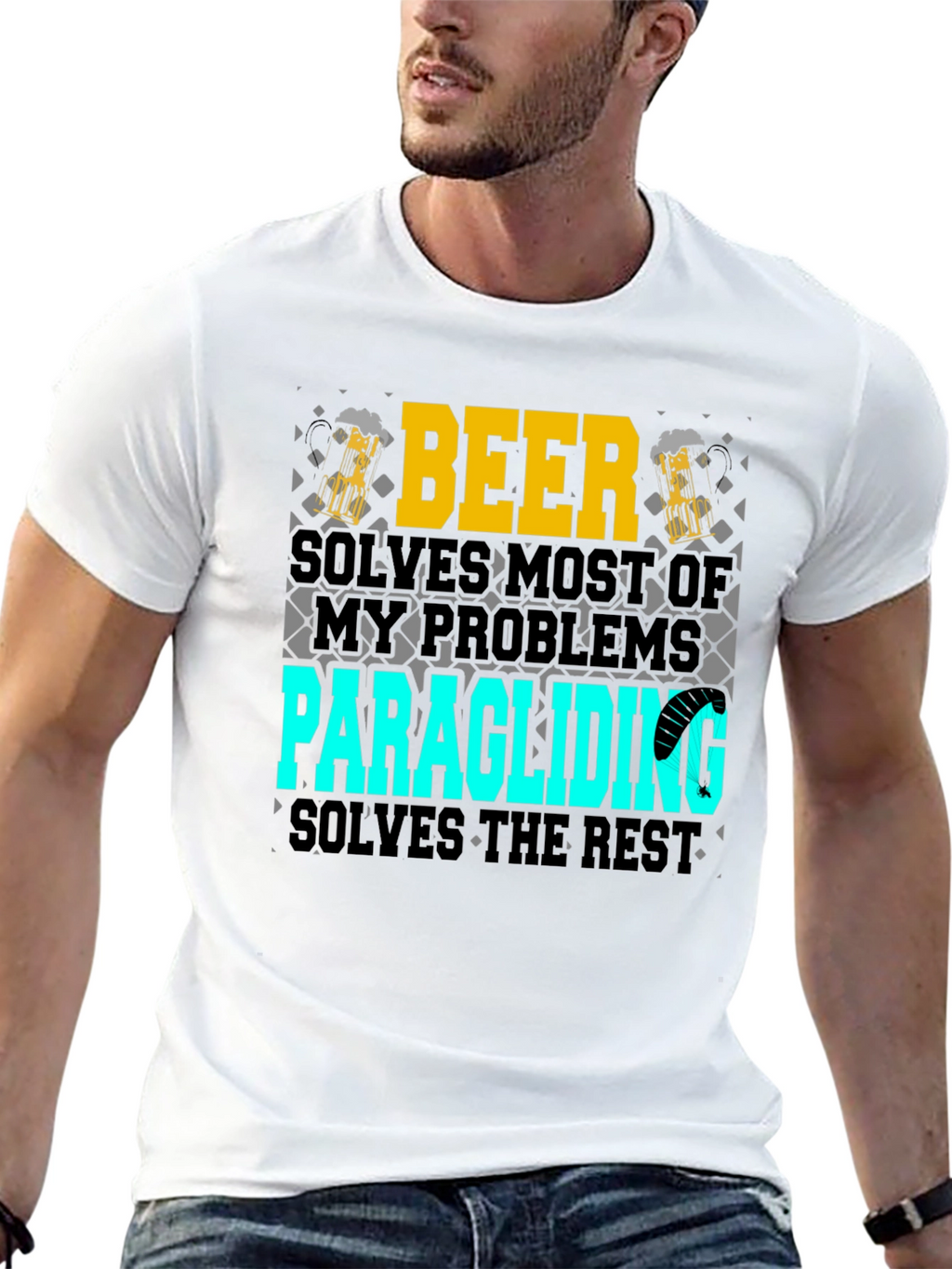 Beer & Paragliding T-Shirt - Solve Your Problems!