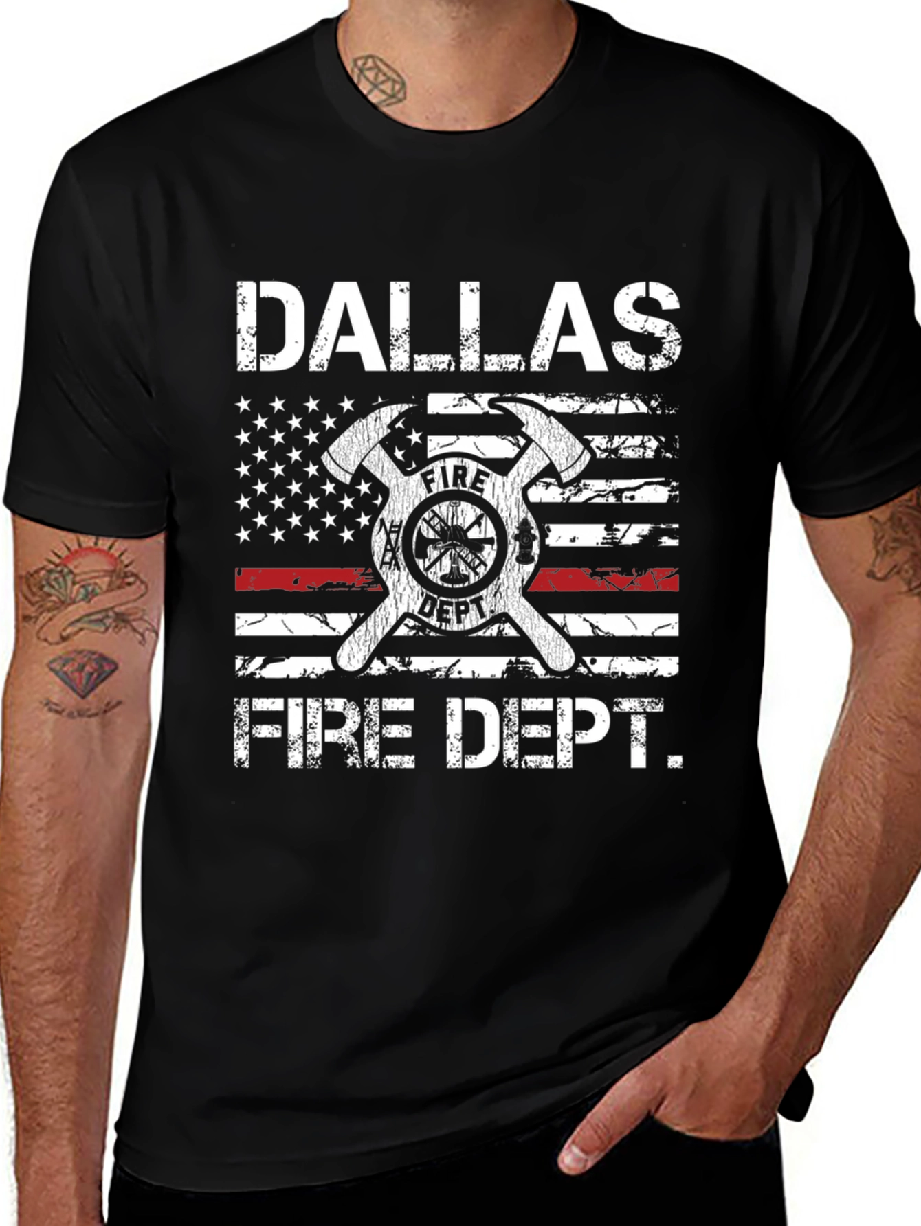 Dallas Fire Dept. Graphic T-Shirt - Patriotic Design