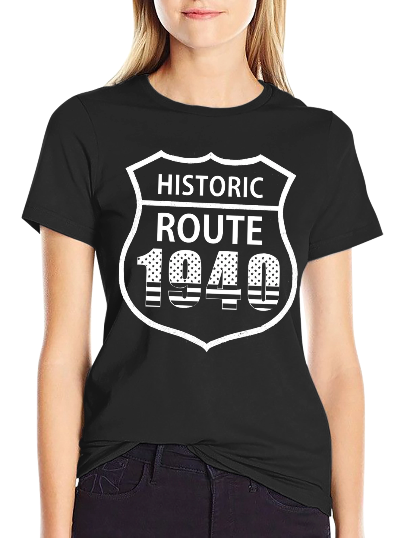 Historic Route 1940 Graphic T-Shirt - Black