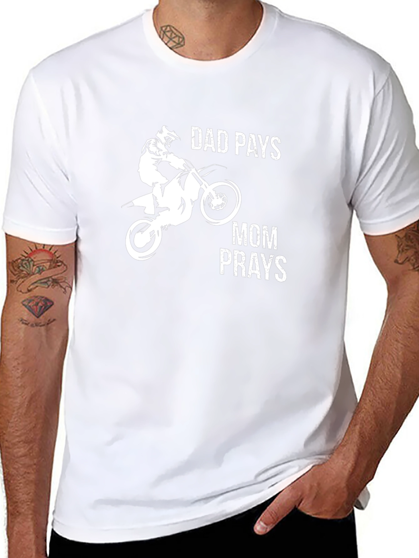 Dad Pays Mom Prays T-Shirt Motocross Black