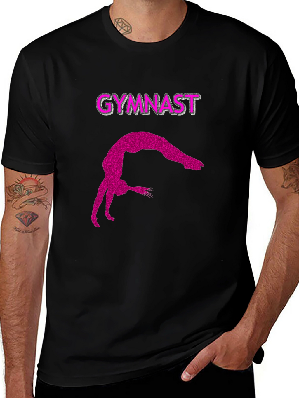 Gymnast Silhouette Tee - Black Cotton Blend