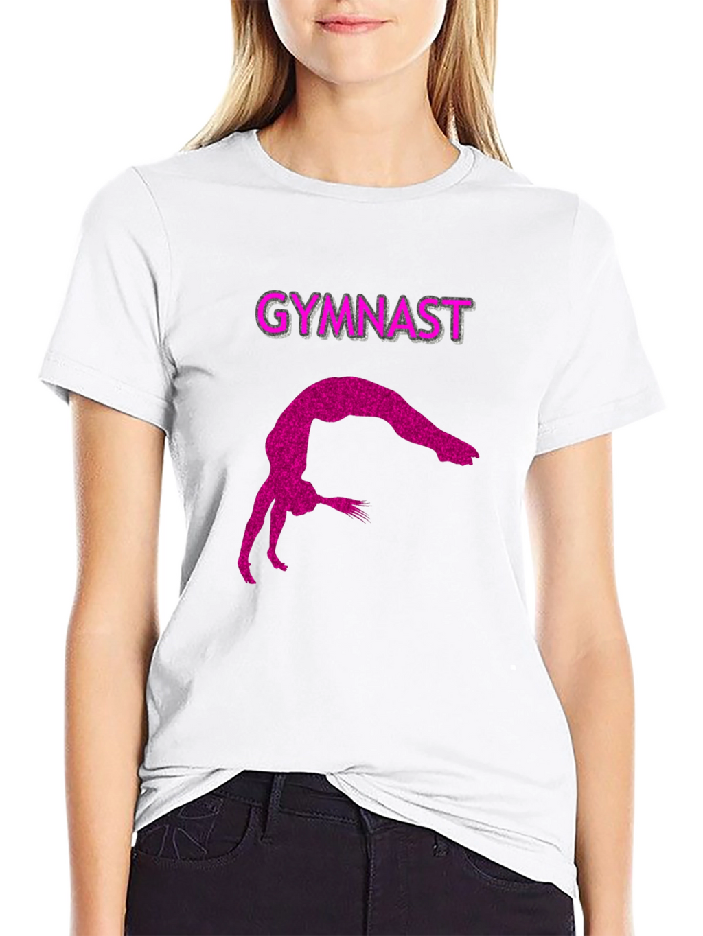 Gymnast Silhouette Tee - Black Cotton Blend