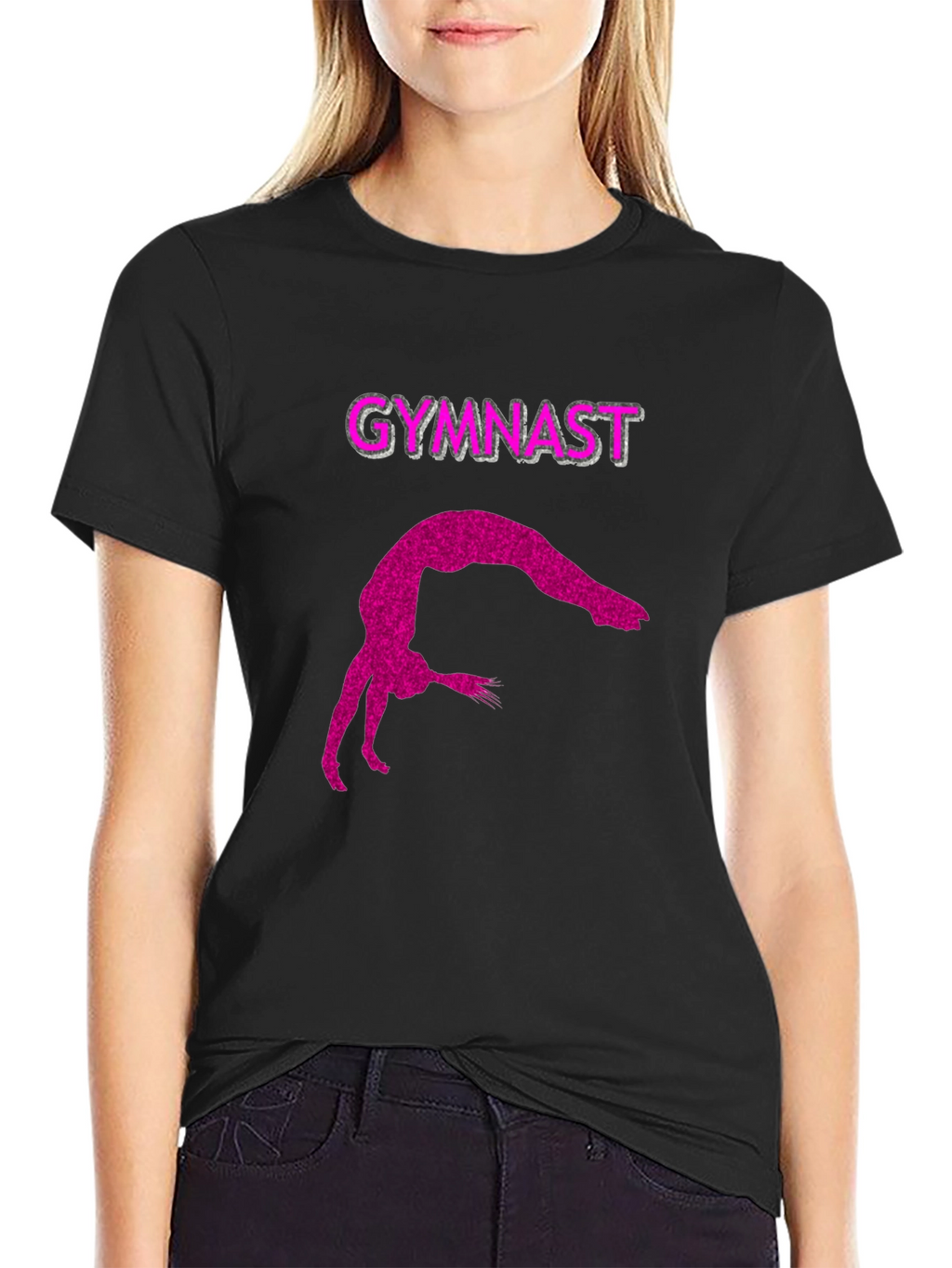 Gymnast Silhouette Tee - Black Cotton Blend