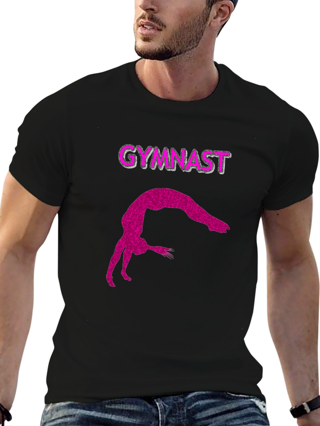 Gymnast Silhouette Tee - Black Cotton Blend