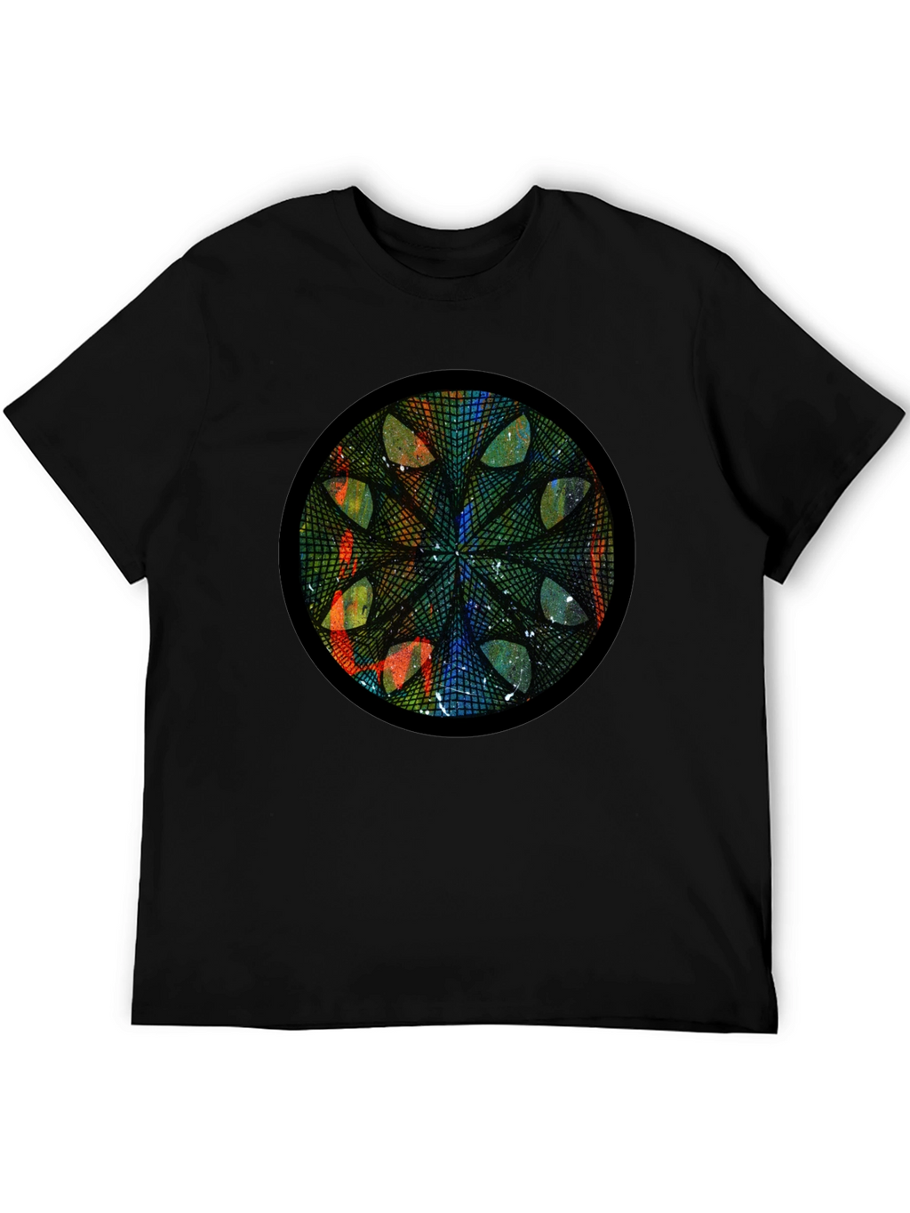 Geometric Mandala Art Black T-Shirt