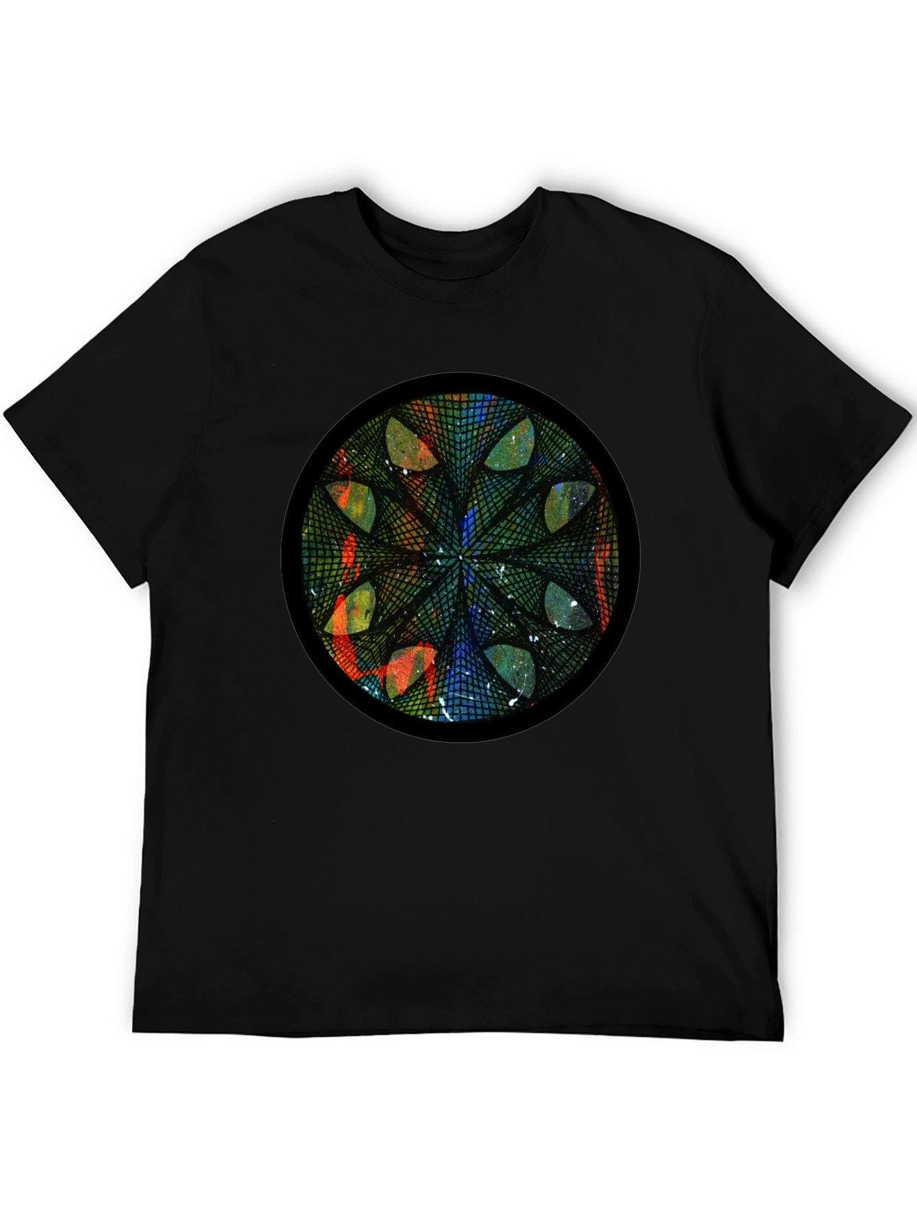 Geometric Mandala Art Black T-Shirt