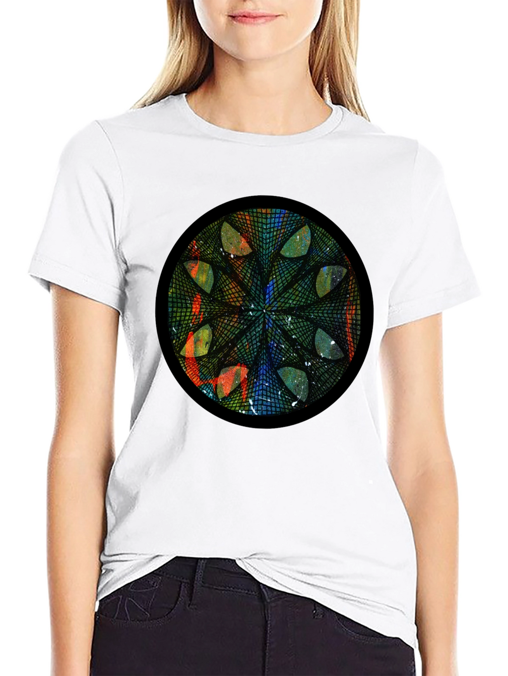 Geometric Mandala Art Black T-Shirt