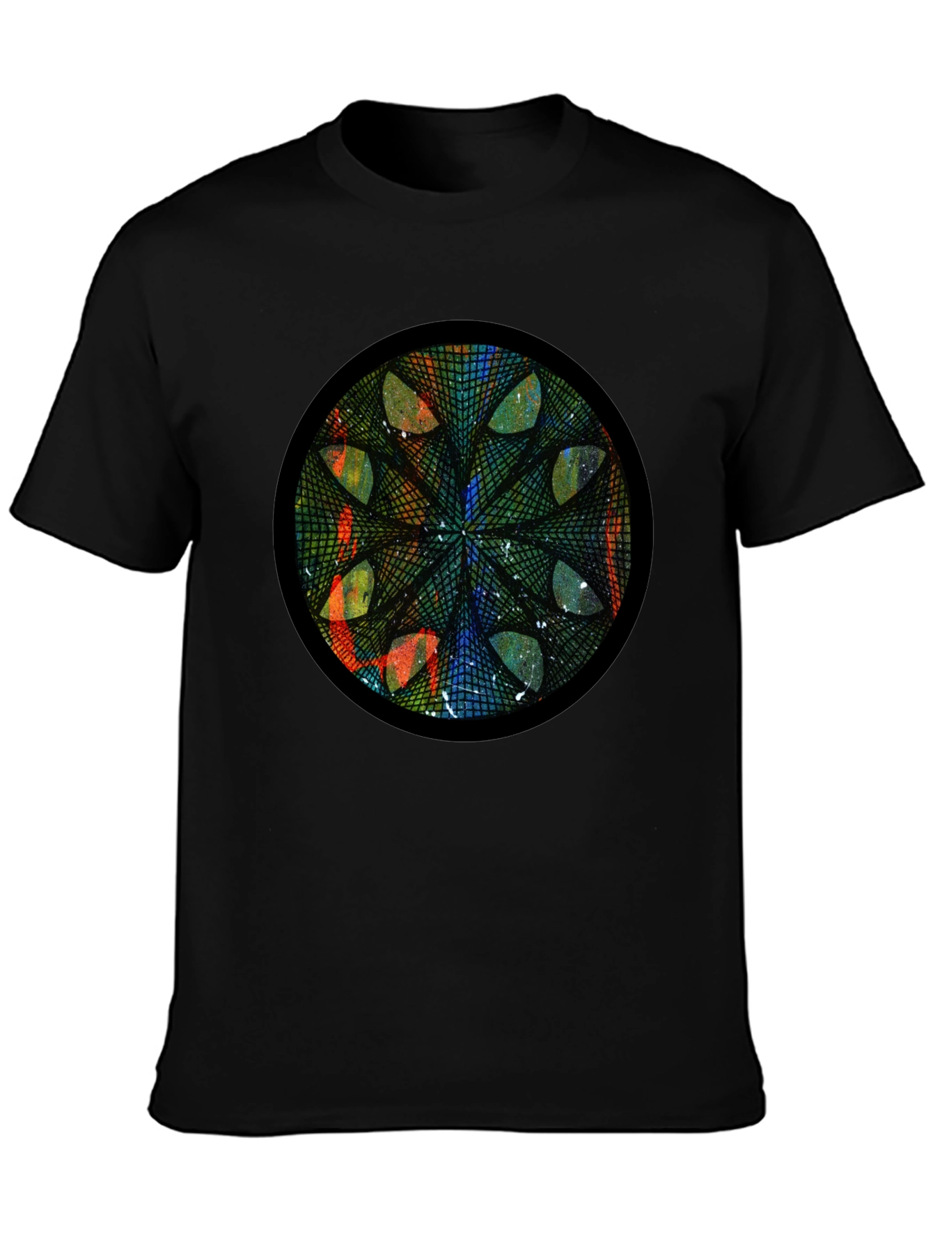 Geometric Mandala Art Black T-Shirt