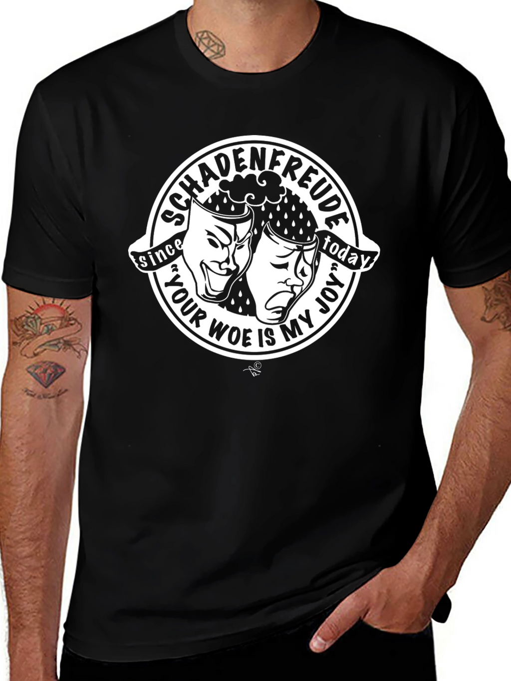 Schadenfreude Graphic Print Black T-Shirt