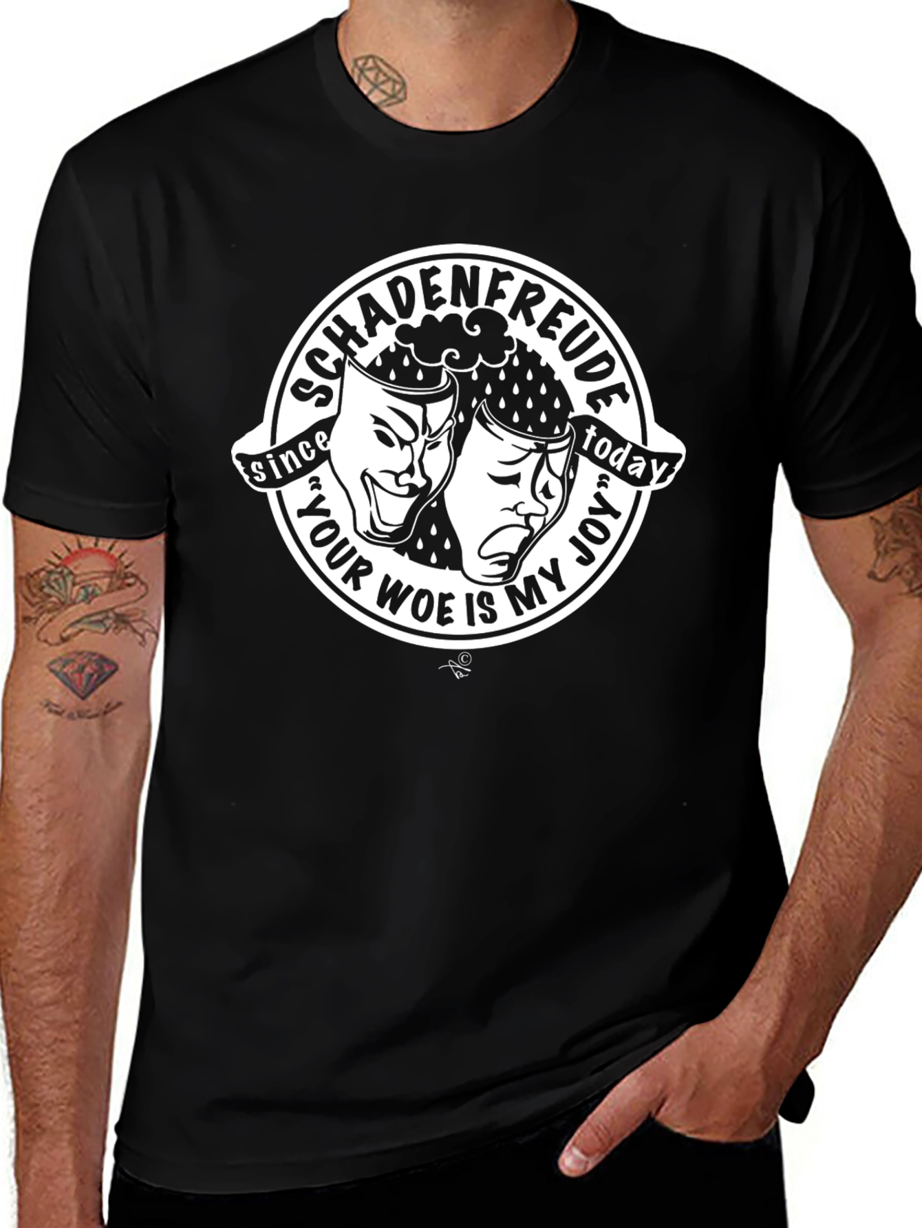 Schadenfreude Graphic Print Black T-Shirt