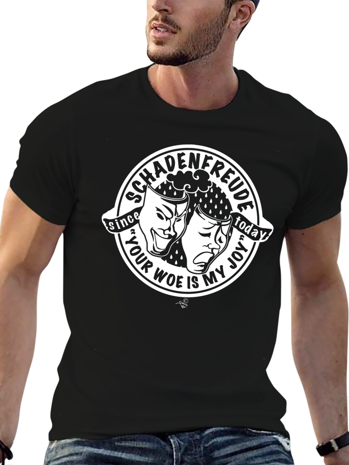 Schadenfreude Graphic Print Black T-Shirt