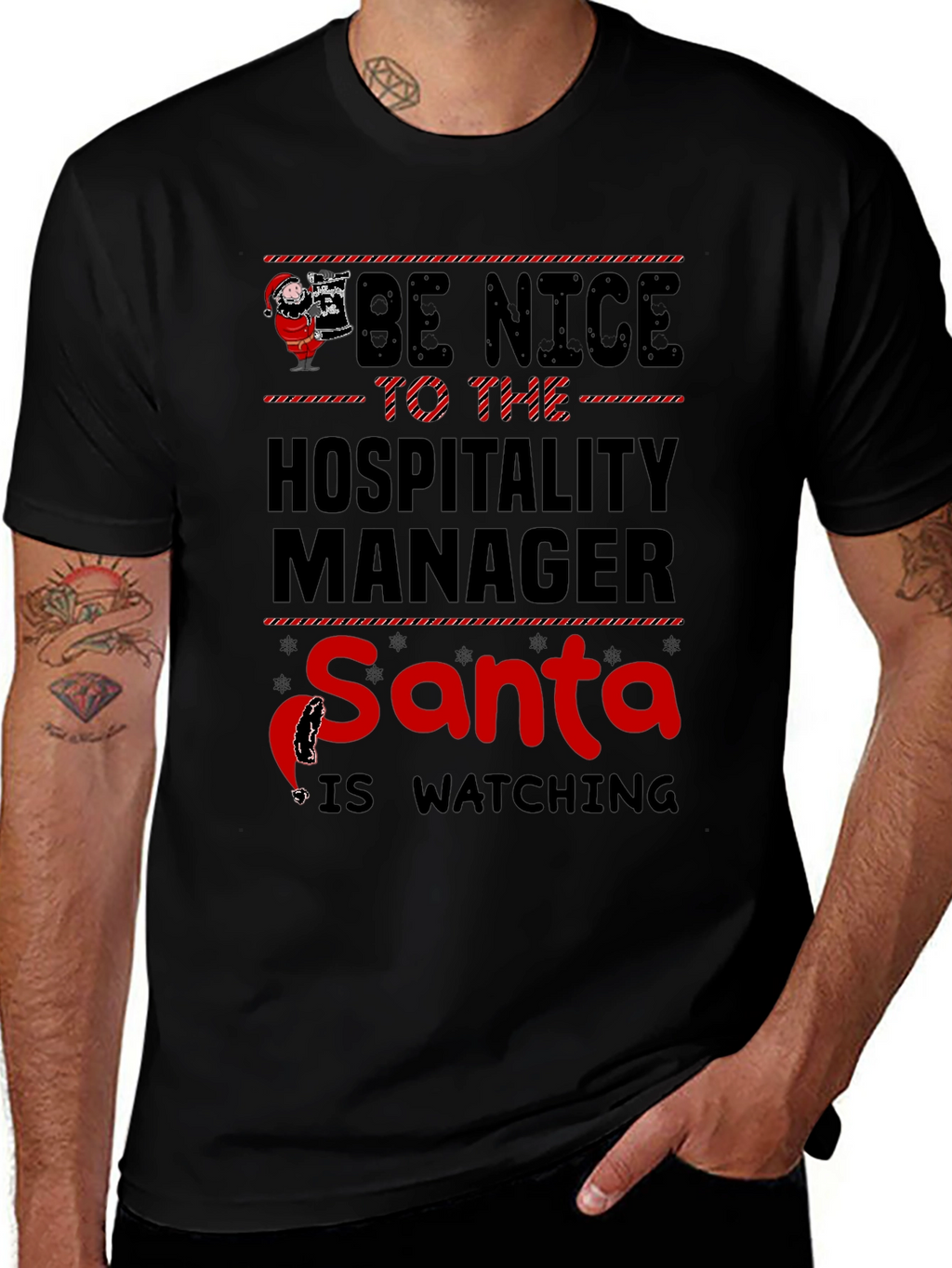 Hospitality Manager Santa Watching T-Shirt