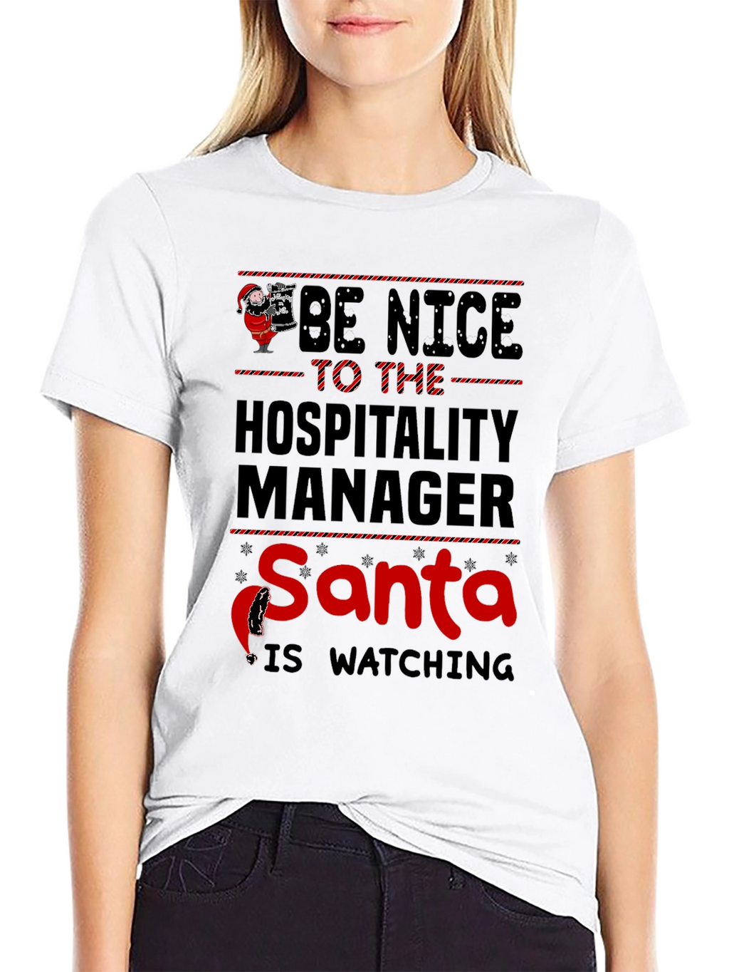 Hospitality Manager Santa Watching T-Shirt