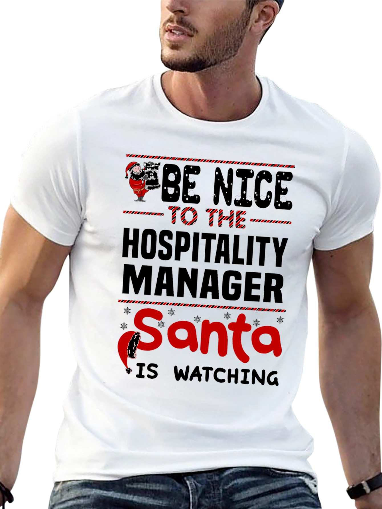 Hospitality Manager Santa Watching T-Shirt