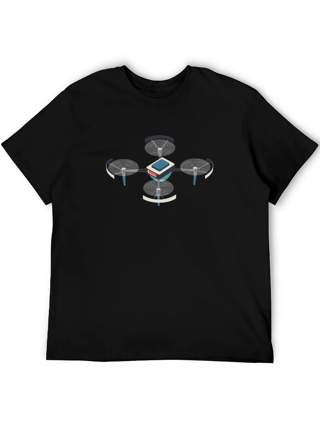 Drone Graphic Tee - Black Cotton T-Shirt