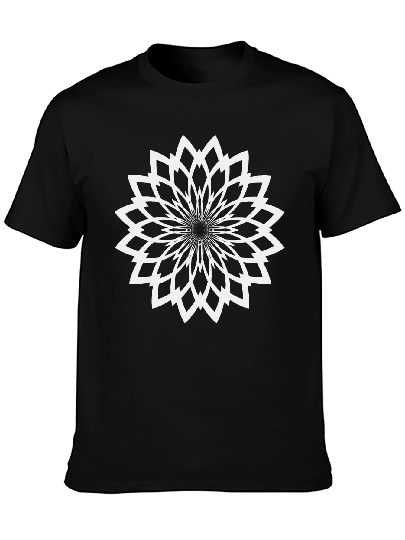 Abstract Floral Graphic Print Tee - Black