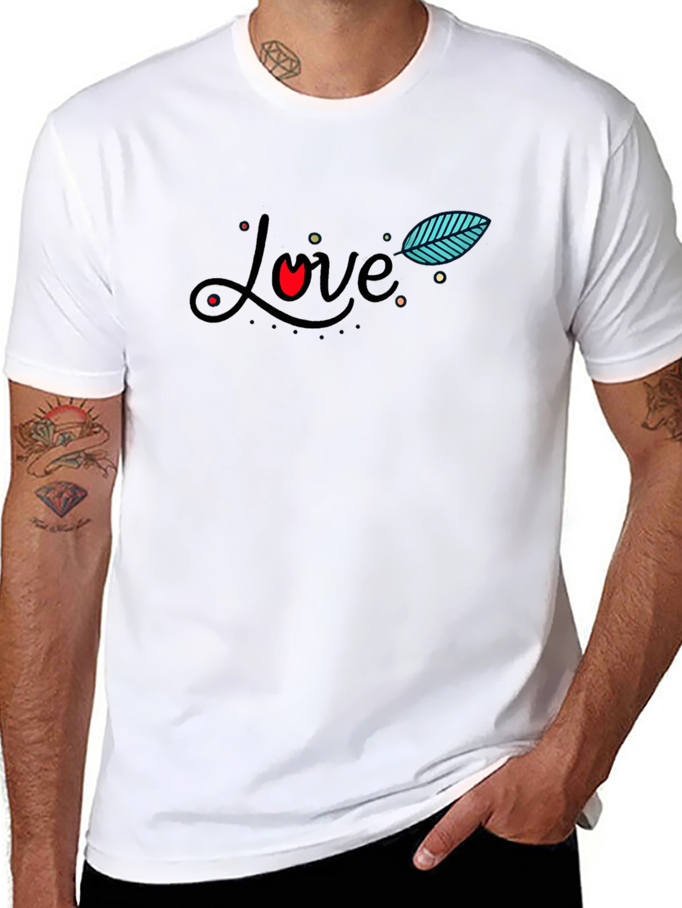 Love Graphic Print Black T-Shirt for Men