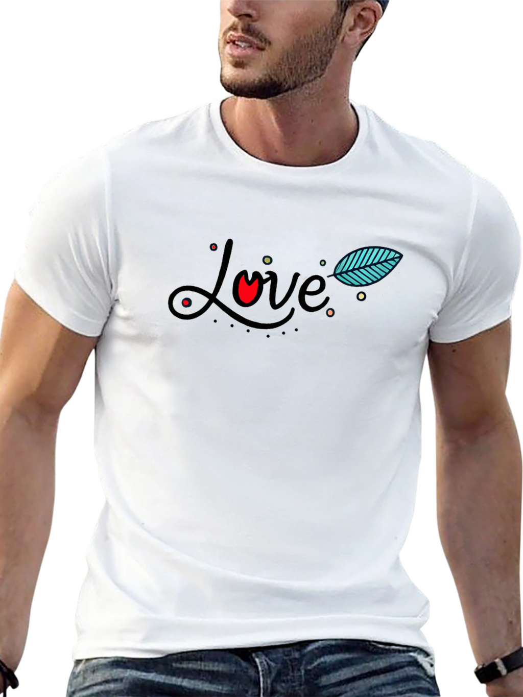 Love Graphic Print Black T-Shirt for Men
