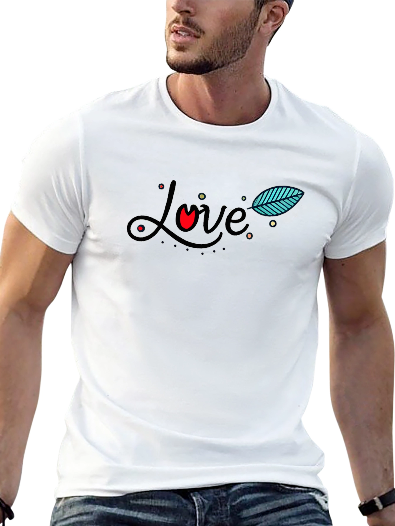 Love Graphic Print Black T-Shirt for Men