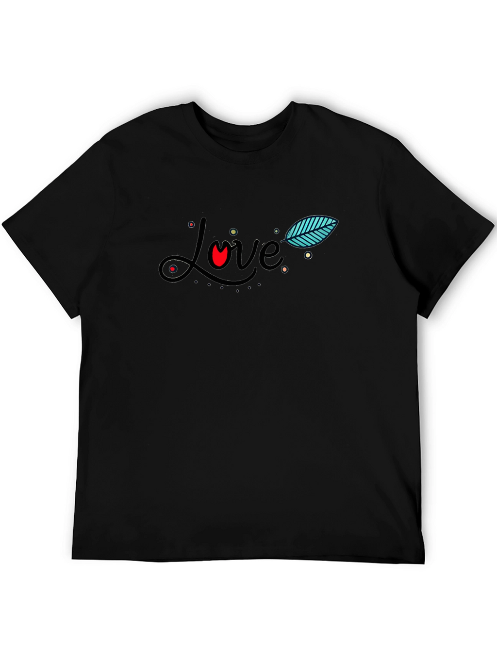 Love Graphic Print Black T-Shirt for Men