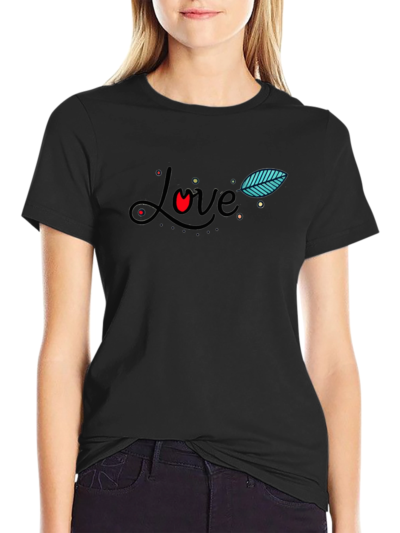 Love Graphic Print Black T-Shirt for Men