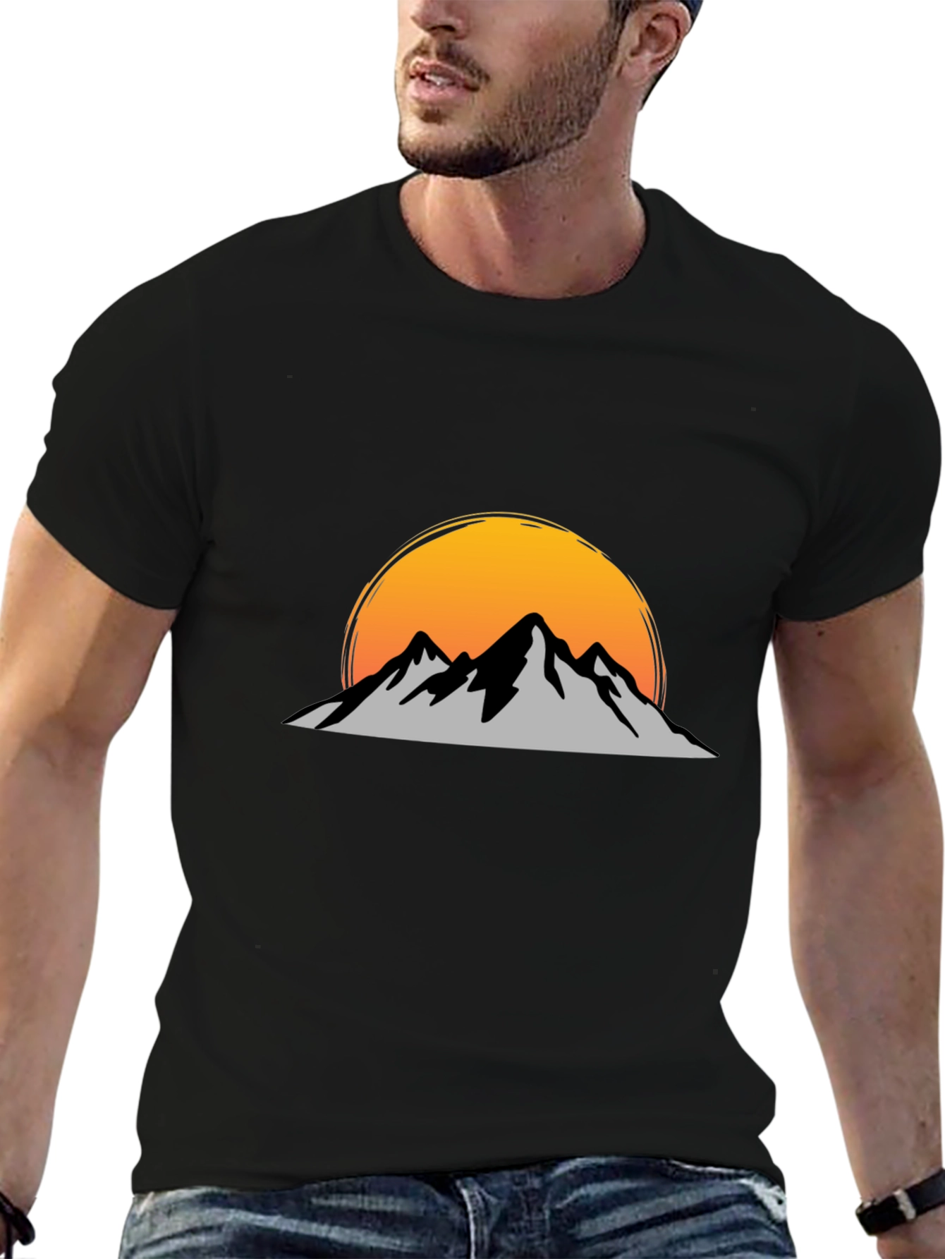 Mountain Sunset Graphic Tee - Black
