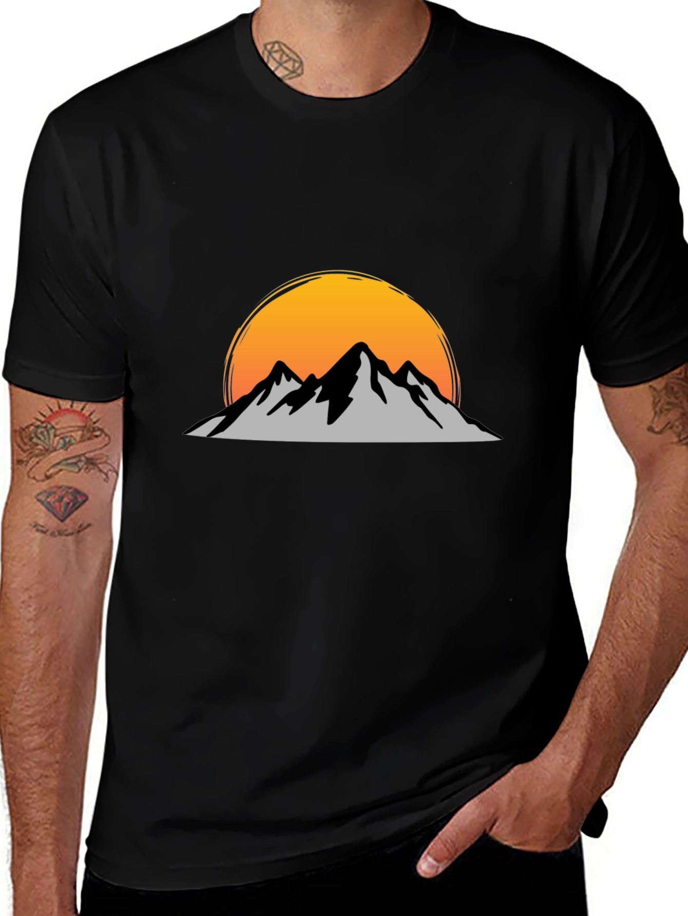 Mountain Sunset Graphic Tee - Black