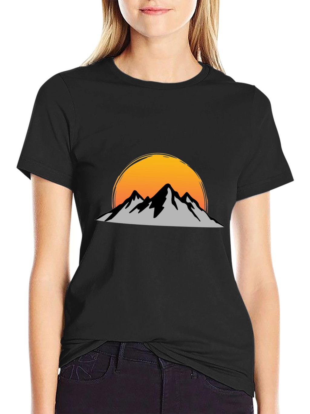 Mountain Sunset Graphic Tee - Black