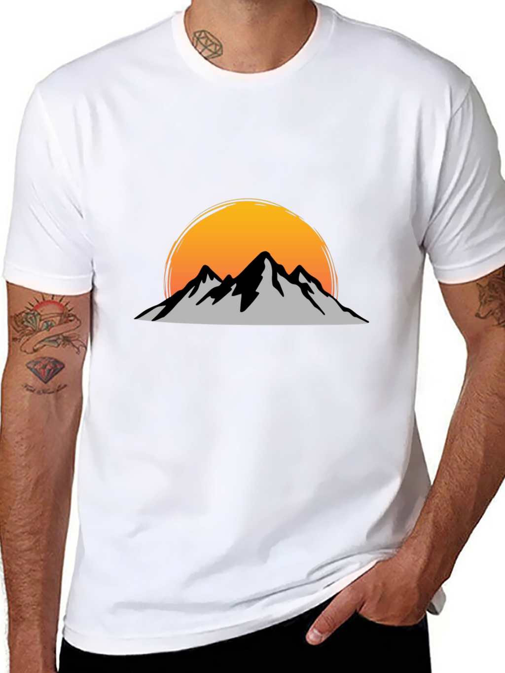 Mountain Sunset Graphic Tee - Black