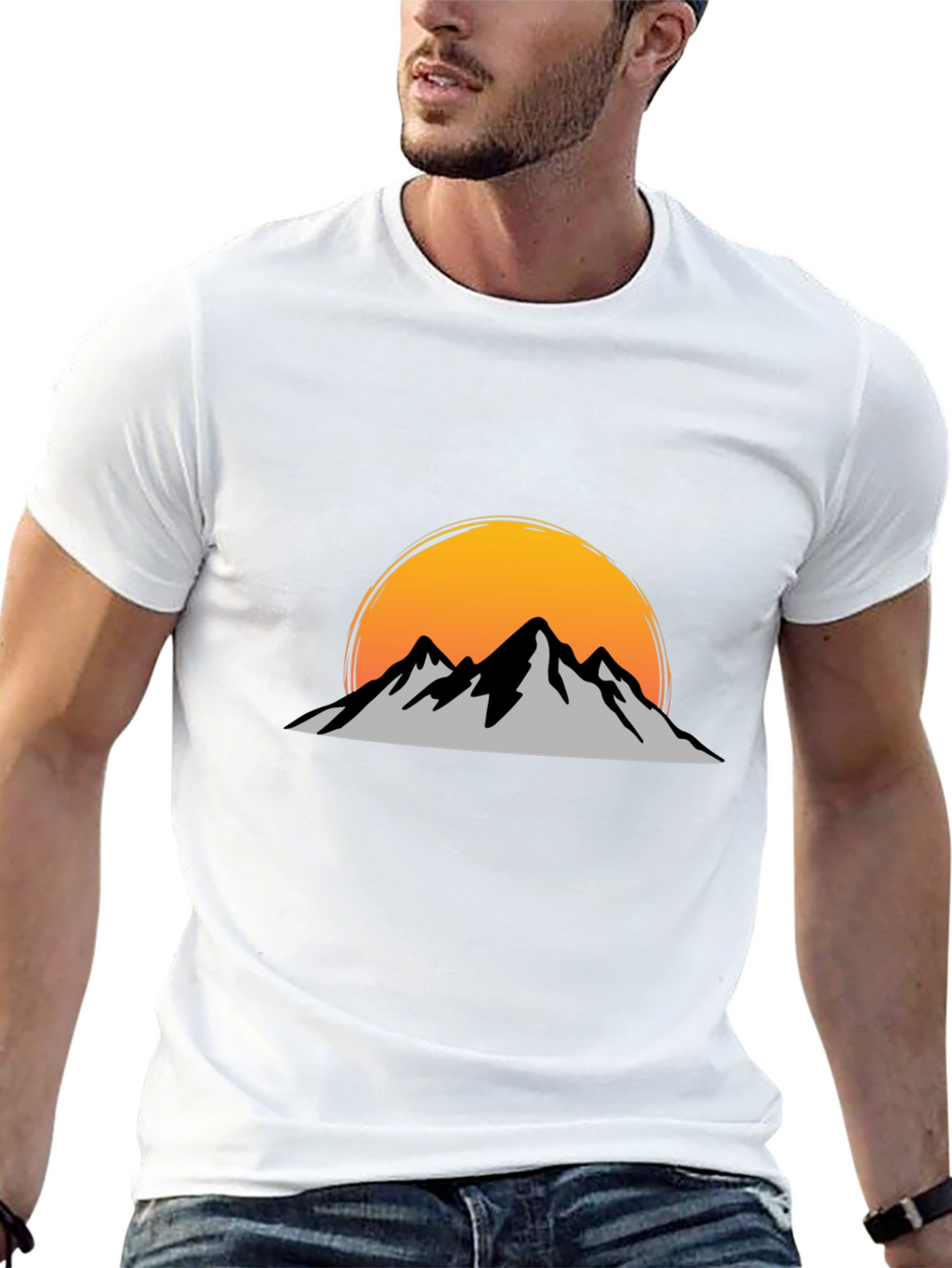 Mountain Sunset Graphic Tee - Black
