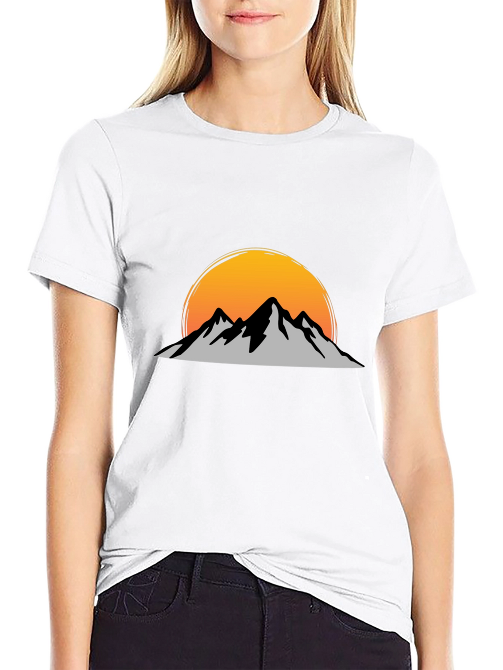 Mountain Sunset Graphic Tee - Black