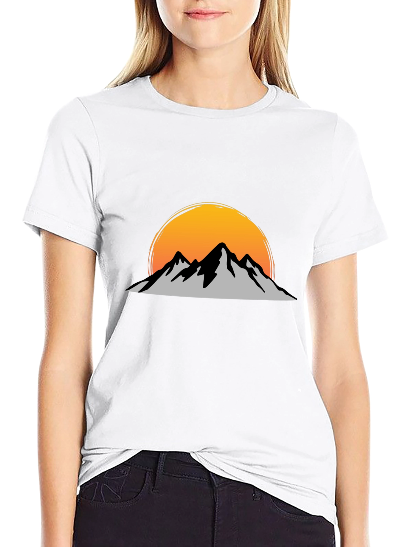 Mountain Sunset Graphic Tee - Black