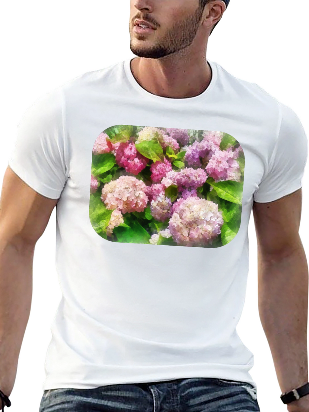 Floral T-Shirt - Pink Hydrangea Design
