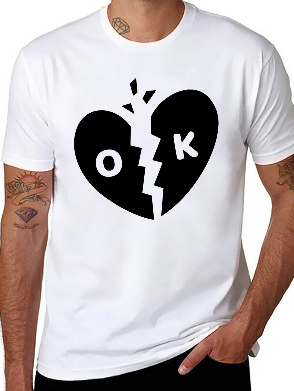 Broken Heart OK T-Shirt - Unique Graphic Tee