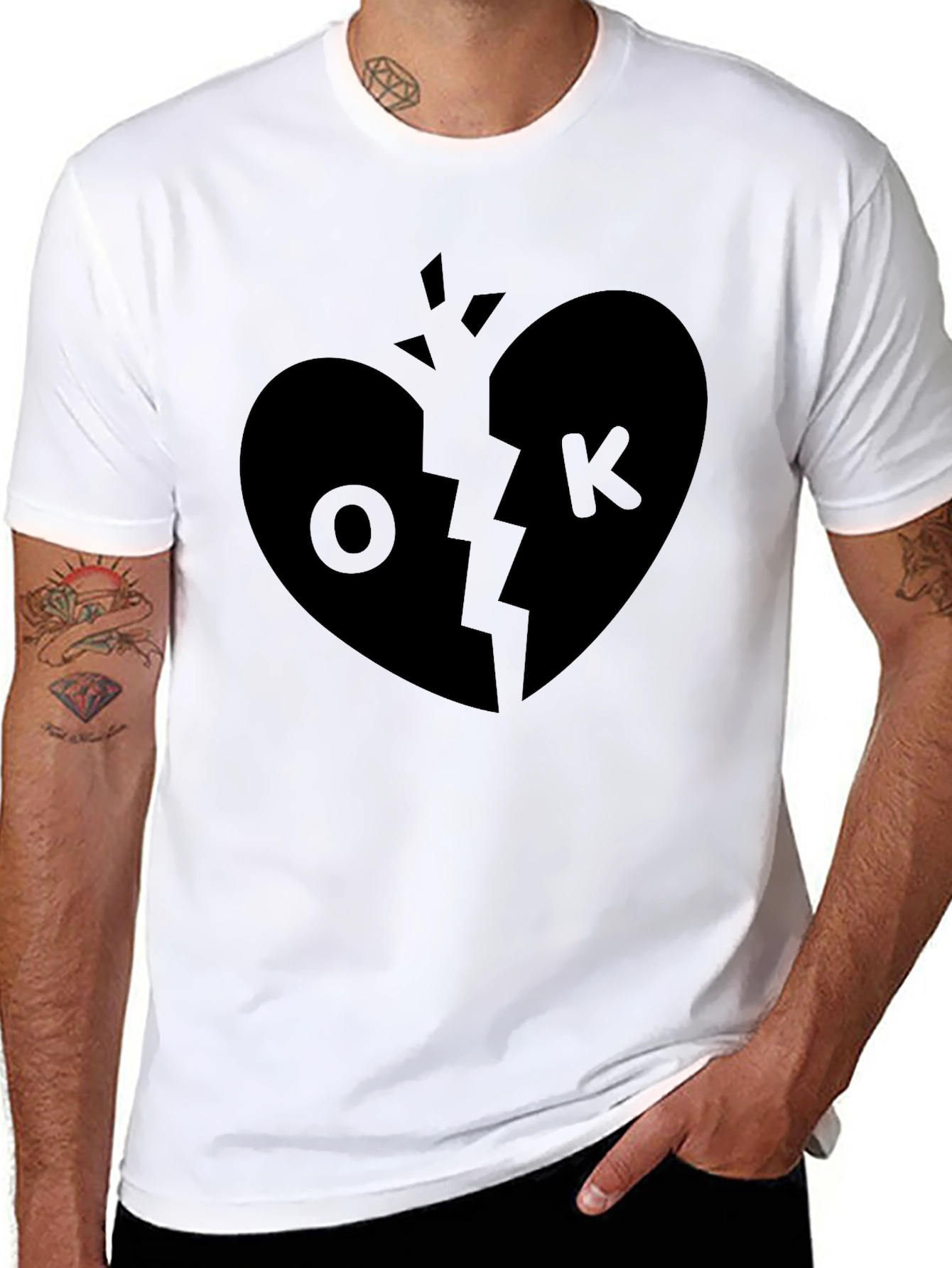 Broken Heart OK T-Shirt - Unique Graphic Tee