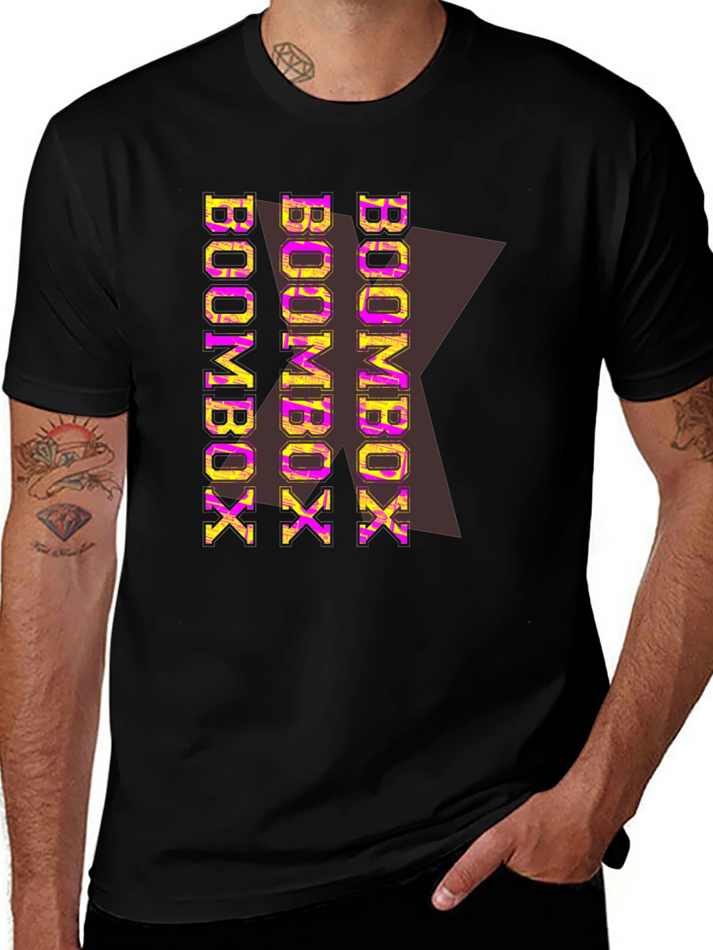 Boombox Graphic Print Black T-Shirt