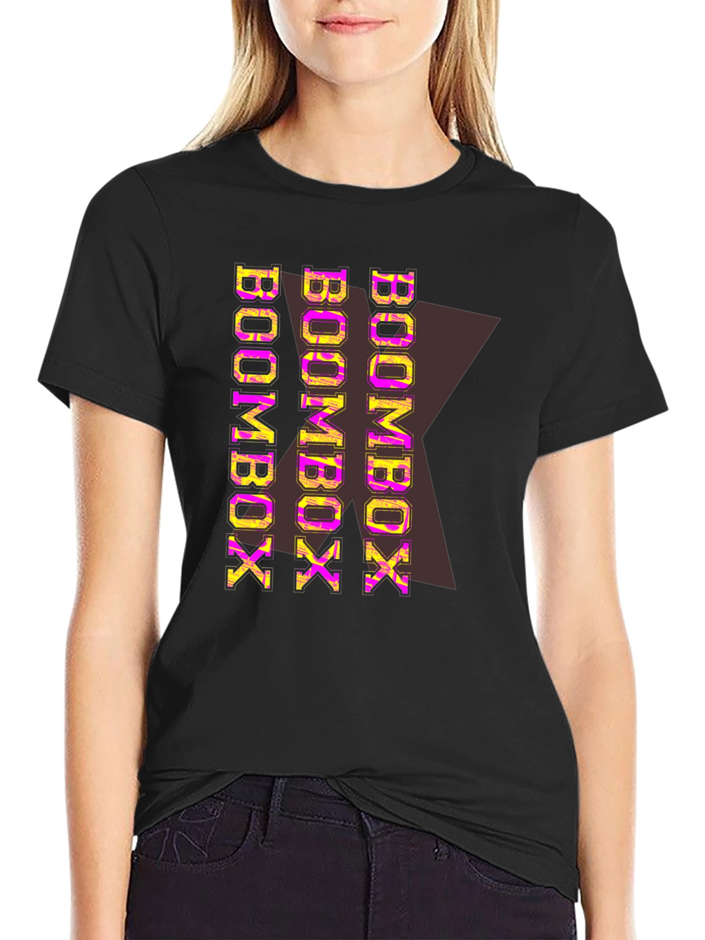 Boombox Graphic Print Black T-Shirt