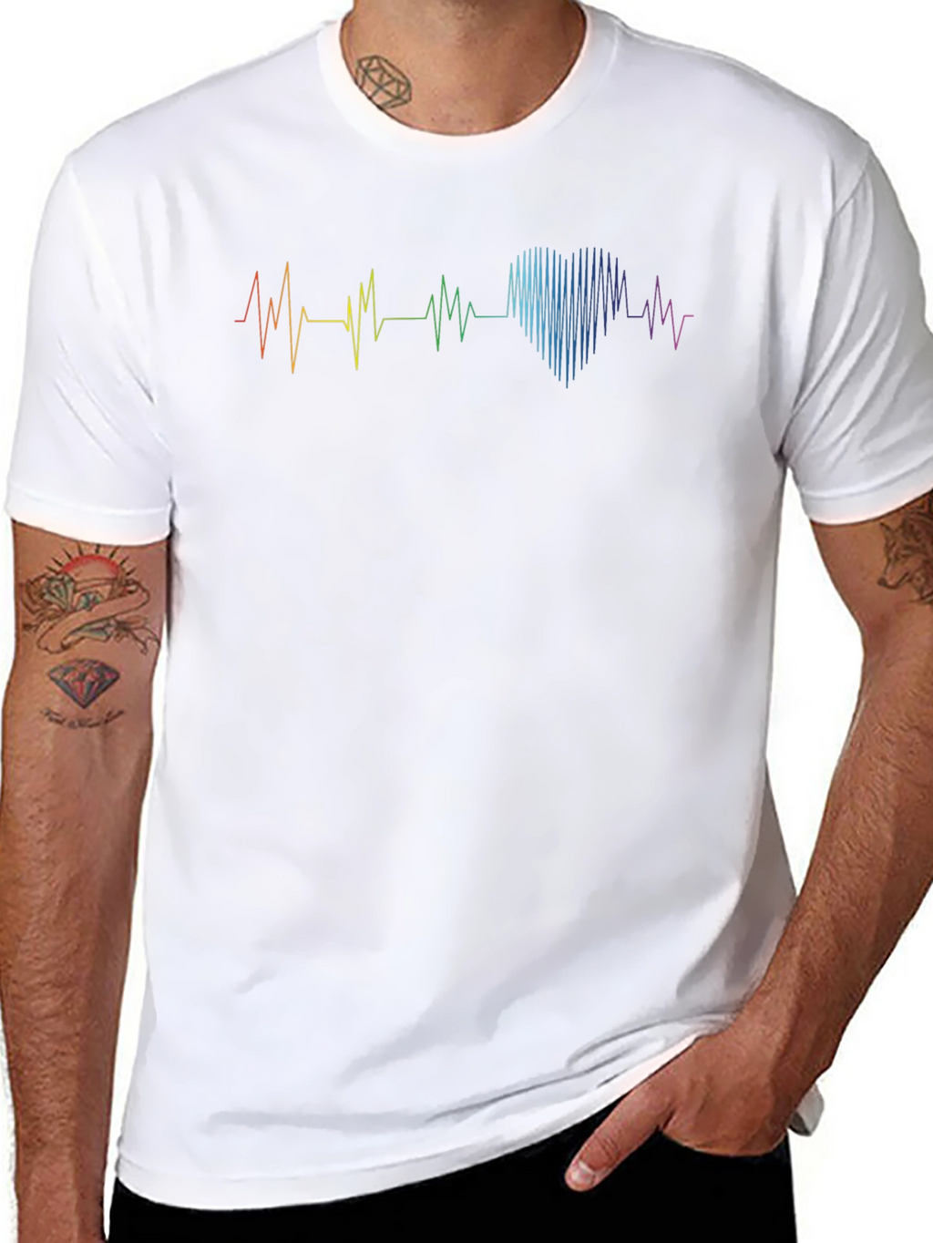 Rainbow Heartbeat Graphic Tee - Pride Love Shirt