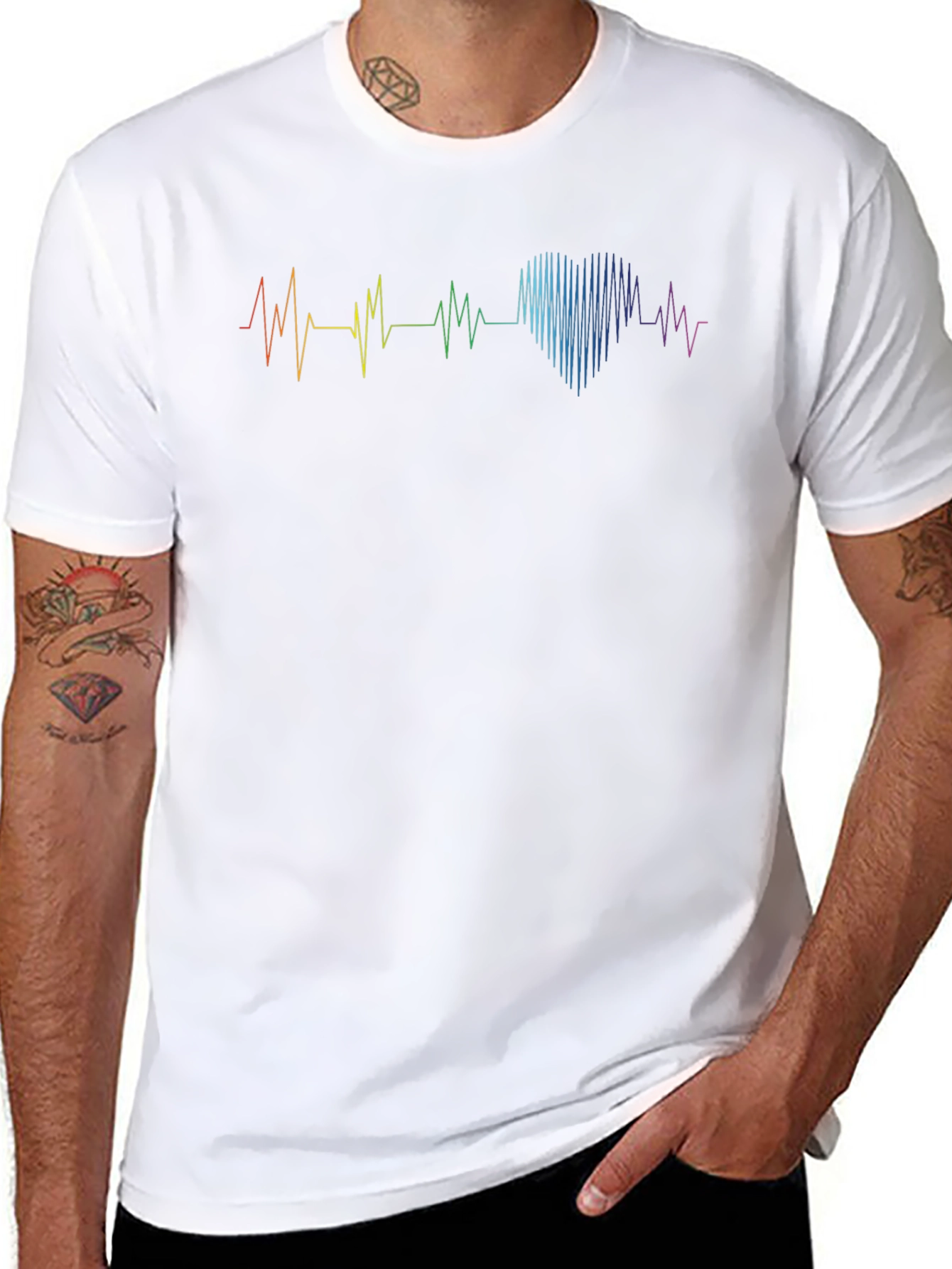 Rainbow Heartbeat Graphic Tee - Pride Love Shirt