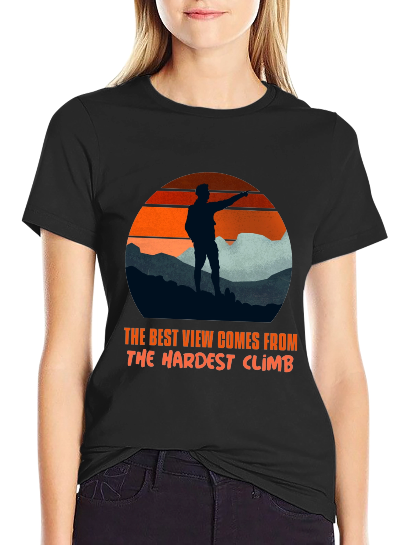 Motivational Hiker T-Shirt: Best View Hardest Climb