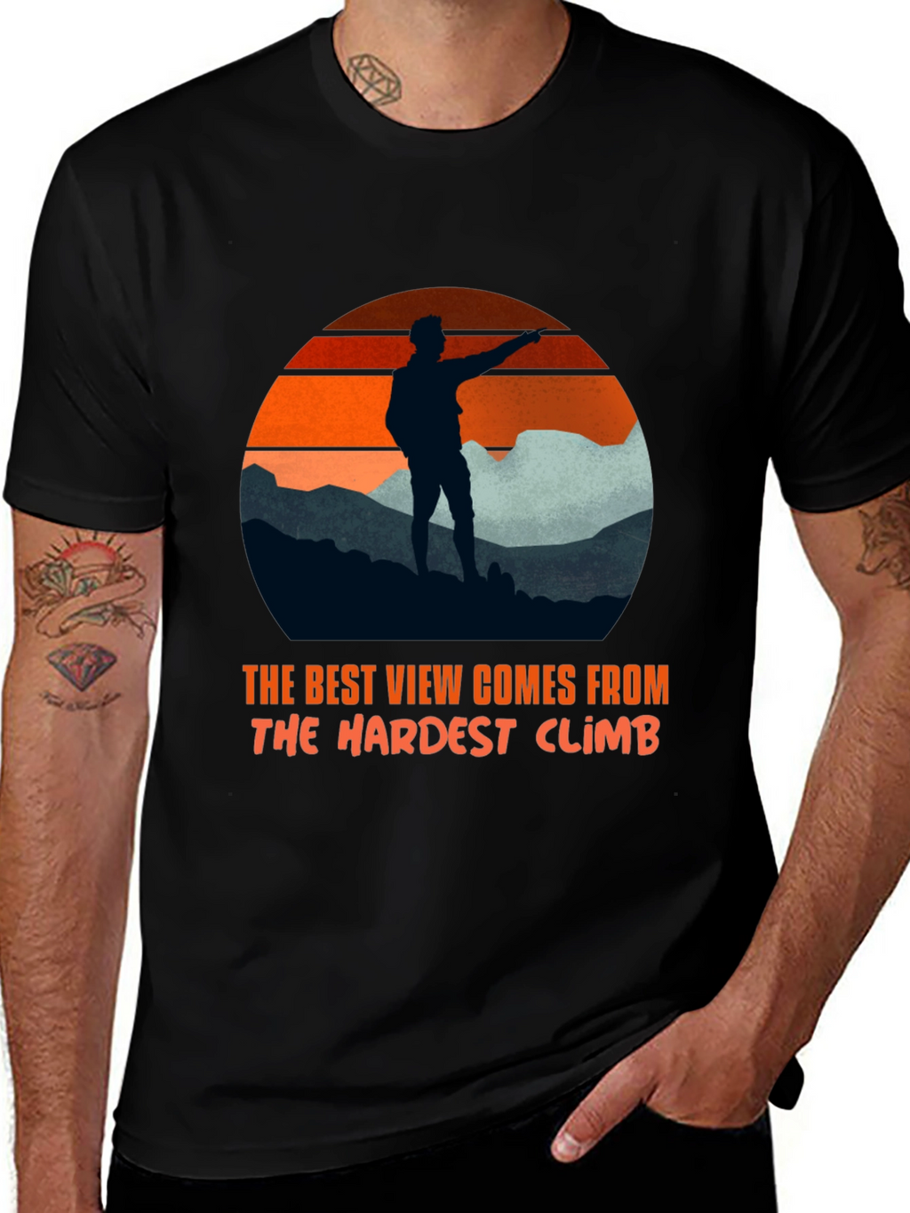 Motivational Hiker T-Shirt: Best View Hardest Climb