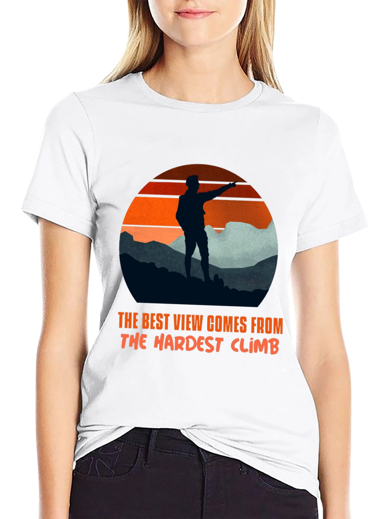 Motivational Hiker T-Shirt: Best View Hardest Climb