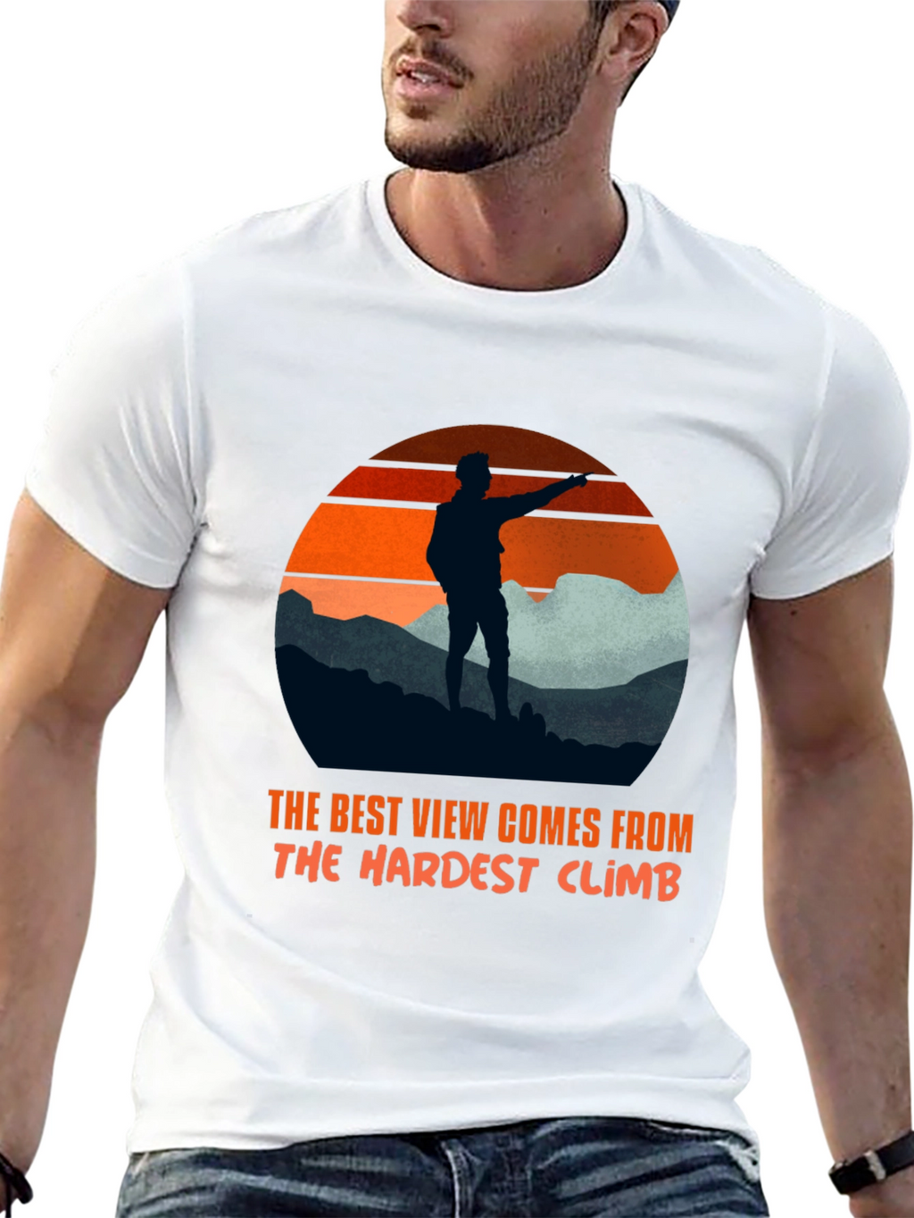 Motivational Hiker T-Shirt: Best View Hardest Climb