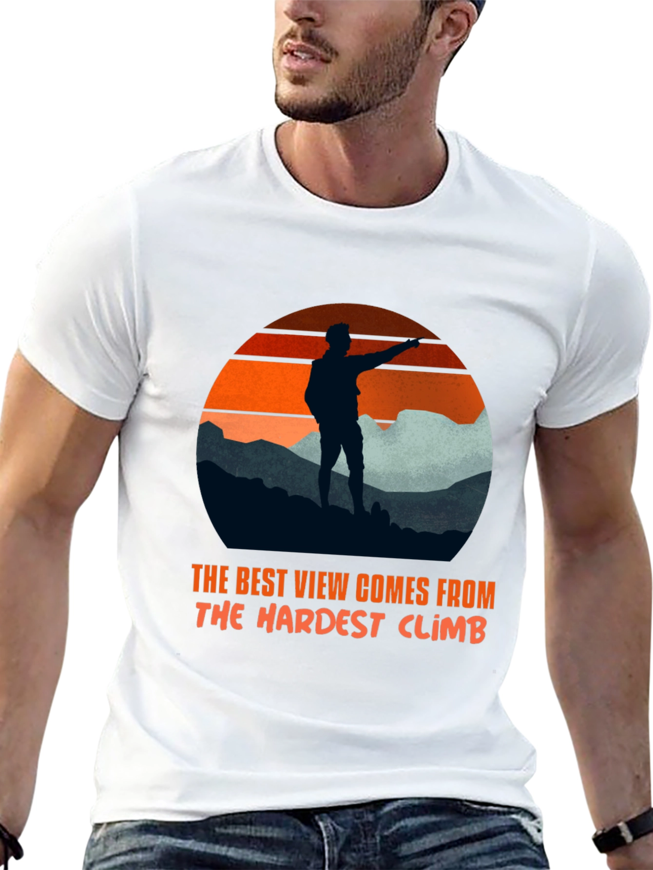Motivational Hiker T-Shirt: Best View Hardest Climb