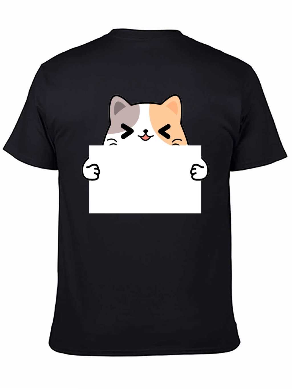 Cute Cat Holding Blank Sign T-Shirt