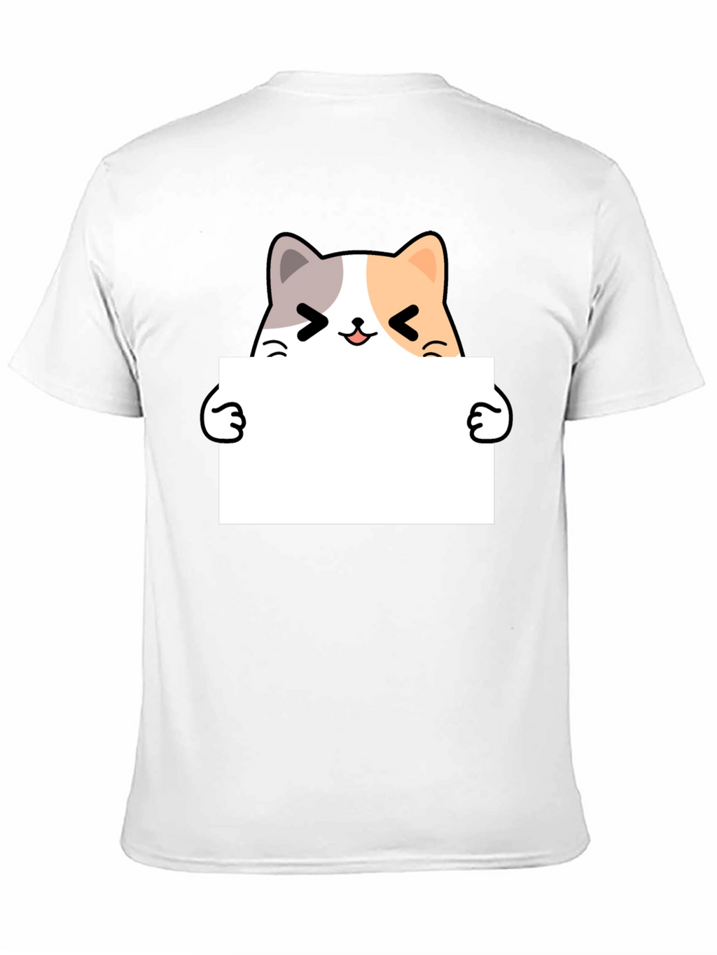 Cute Cat Holding Blank Sign T-Shirt