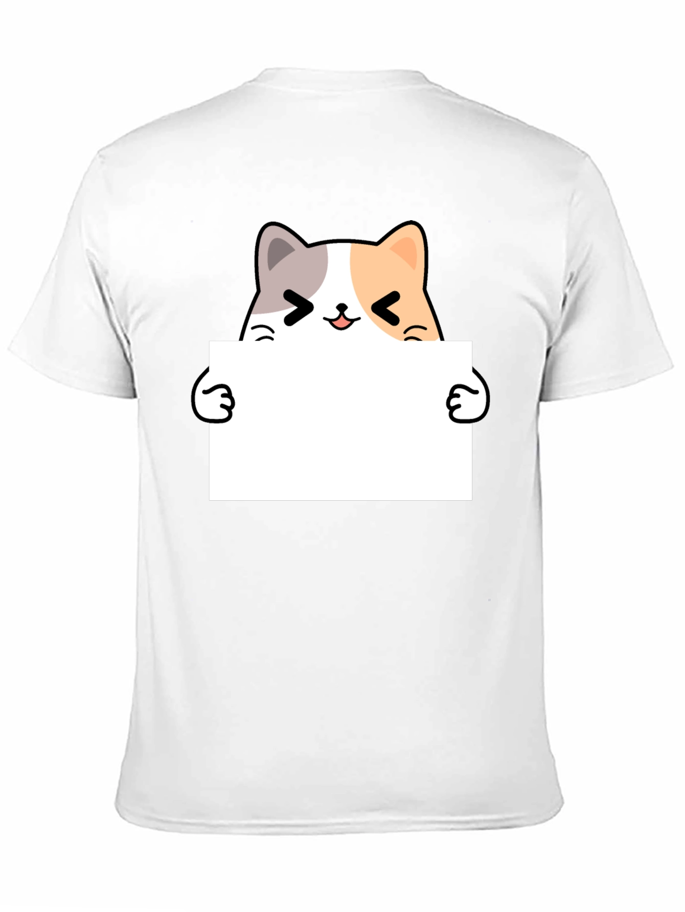 Cute Cat Holding Blank Sign T-Shirt